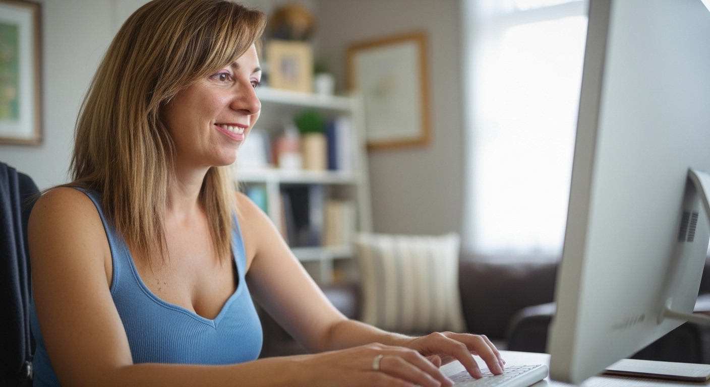 Sylvia Klaip en ordenador